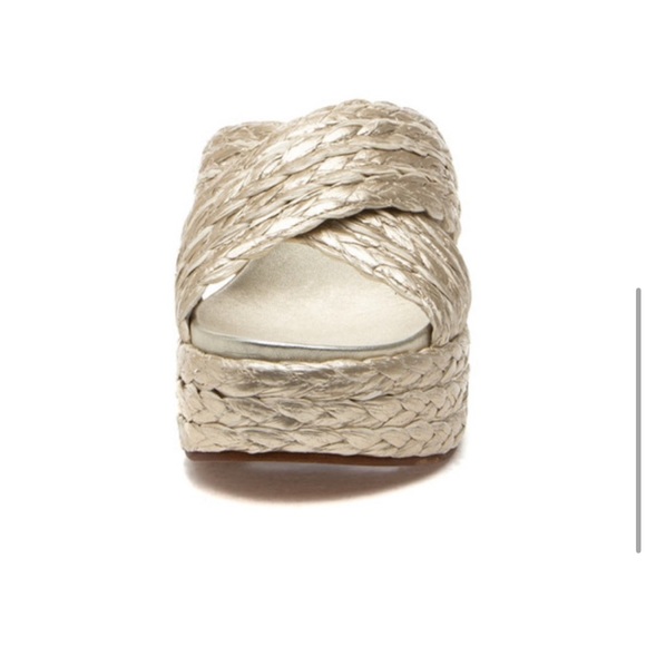 NWT J/SLIDES QUIVER Light Gold Raffia Sandal - Picture 4 of 14